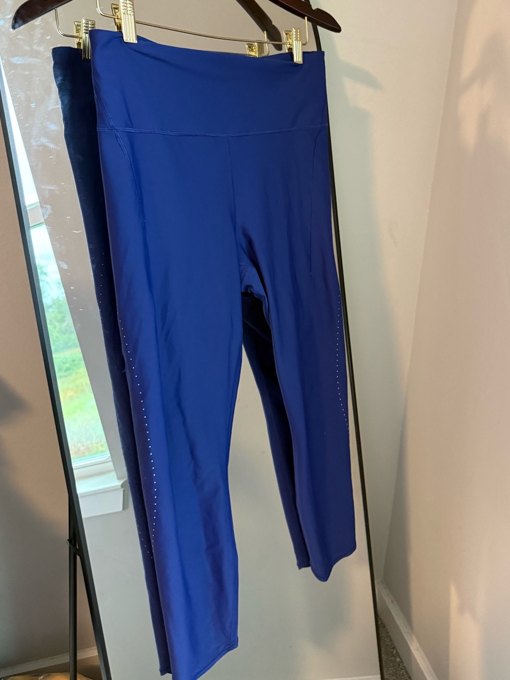 Athleta Velocity Laser Cut Leggings Blue